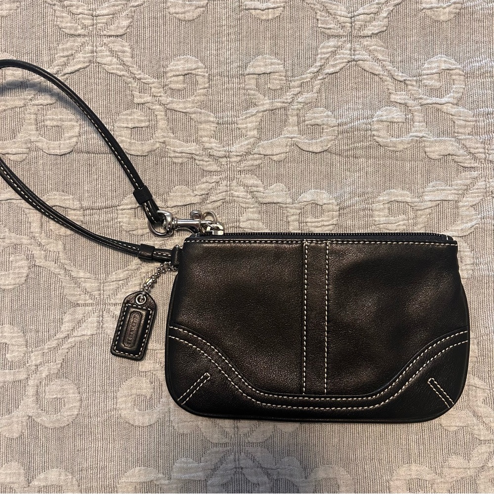 NEVER USED Coach Black Leather Wristlet
